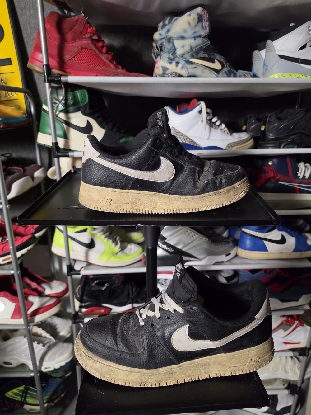 🔥 Nike Black Cream Air Force 1 Low Sneakers Men Size 10 Well Worn!